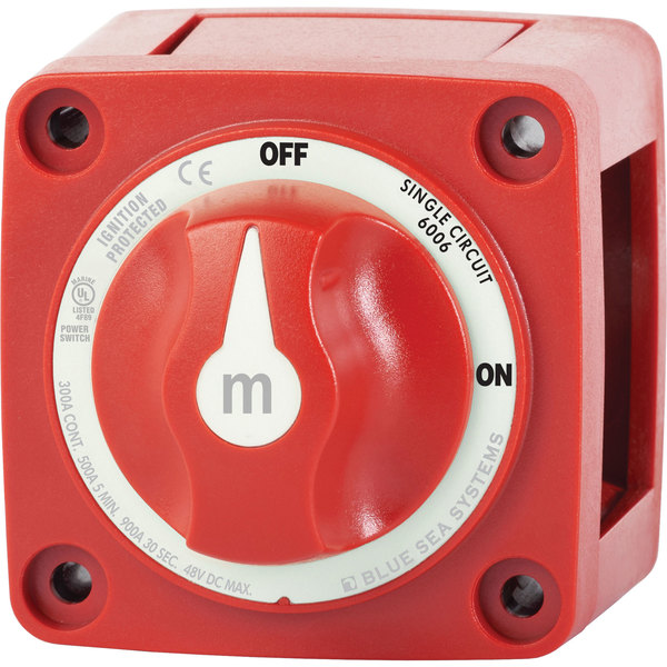 Blue Sea Systems Blue Sea Systems 6006-BSS m-Series Mini On-Off Battery Switch with Knob- Red 6006-BSS